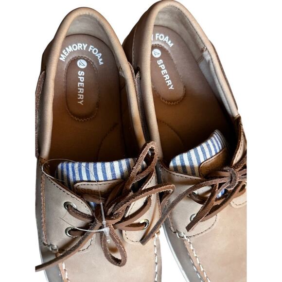 SPERRY‎ Whalefish Memory Foam Comfort Boat Shoes Tan Leather 8.5M NWT No Box - Picture 4 of 6